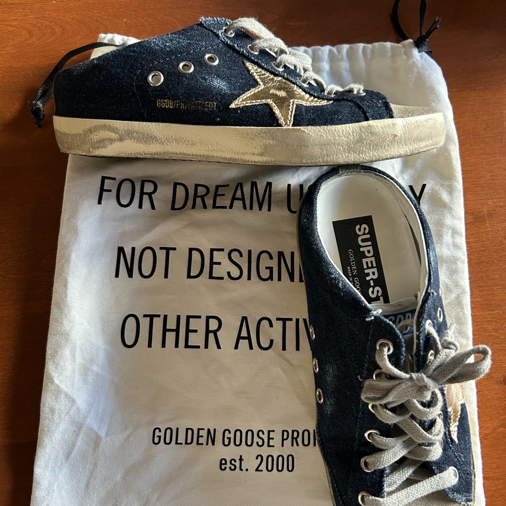 Golden Goose Demin and Tan Star slip on Sneakers  limited edition - Picture 2 of 4